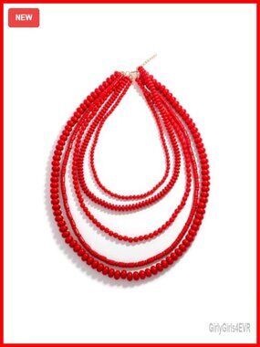 Multi-Layer Beaded Statement Necklace for Women, Bohemian Chunky Layered Strand